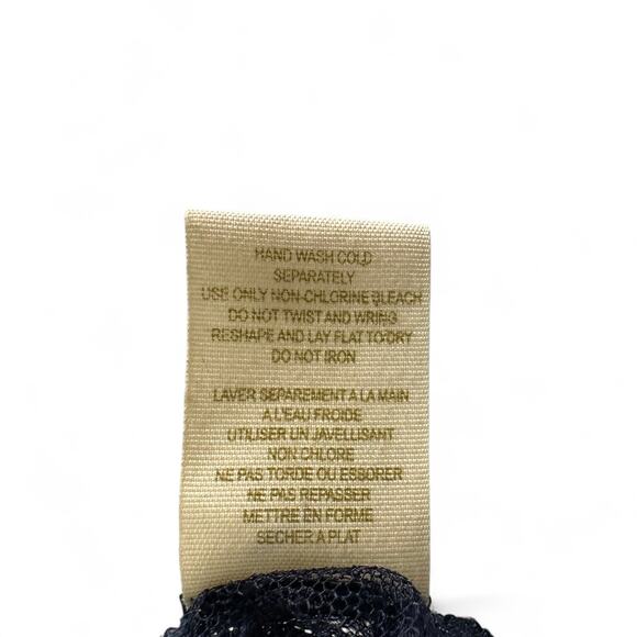 Free People Women's Lace Zip Top Size M Navy Blue Dual Zipper Front Ruffle - Picture 4 of 8